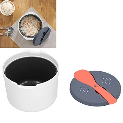 Image of Microwave Hot Rice Cooker, Pasta Cooker Microwaveable, Household Steamer Oven 2 layer High Temperature Resistant Steam Pot