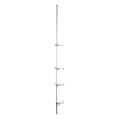 Image of Premier Housewares 4 Tier Corner Shelf Unit Metal Floating Shelves Polypropylene Rustic Small White H255xW27xD17