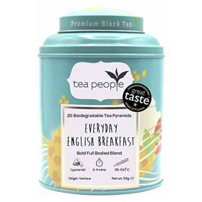 Image of Tea People Everyday English Breakfast 20 Pyramid Tin Caddy