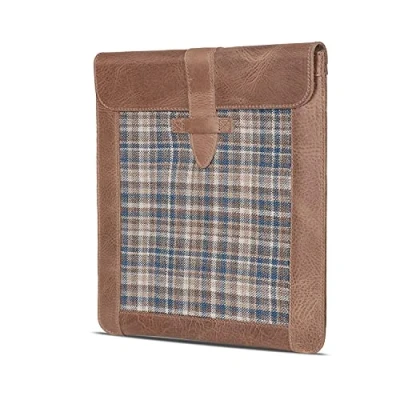 Image of Londo OTTO482 iPad Pro 12.9 Case 2020 Genuine Top Grain Leather with Woven Garment Design for 2018 3rd &amp; 4th Generation Compatible all 12 Inch Tablets Mink