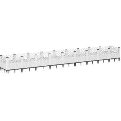 Image of vidaXL Garden Planter with Pegs White 363.5x43.5x43.5 cm PP