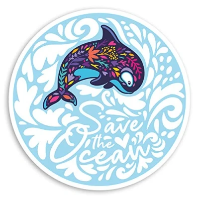 Image of 2 x 10cm Save The Ocean Whale Vinyl Stickers Nature Cute Laptop Sticker #34275 (10cm Wide)