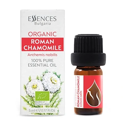 Image of Essences Bulgaria Organic Roman Chamomile Essential Oil 5ml Anthemis nobilis 100% Pure and Natural Undiluted Therapeutic Grade Family Owned Farm Steam Distilled Non GMO Vegan