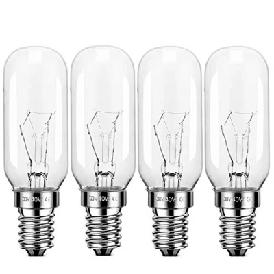 Image of 40W Cooker Hood Light Bulb E14, SES Appliance Lamp Warm White 2700K Dimmable, T25 Tubular Bulbs Small Edison Screw, Extractor Fan Screw Fit (4 Pack).