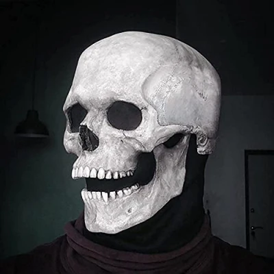 Image of Zhuidream The Latest Skeleton Biochemical Mask for 2021 Halloween Skull Mask，3D with Moving Jaw Adult Full face，Scary Headgear (Skull Shallow Head)
