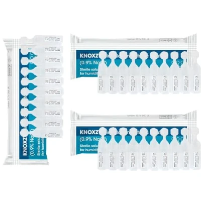 Image of KNOXZY Isotonic Saline Solution 0.9% Sodium Chloride NaCl Inhalation for Humidifying The Airways 20 X 2.5 ml Unit Dose Vials, Pharmaceutical Grade (Isotonic 30 Vials)
