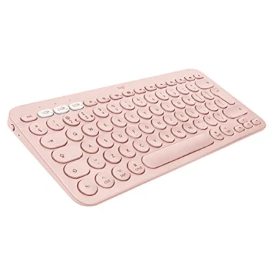 Image of Logitech K380 Multi Device Bluetooth Keyboard for Mac with Compact Slim Profile, Easy Switch up to 3 Devices, Scissor Keys, 2 Year Battery, macOS/iOS/iPadOS, QWERTY UK English Layout Rose, Pack of 1