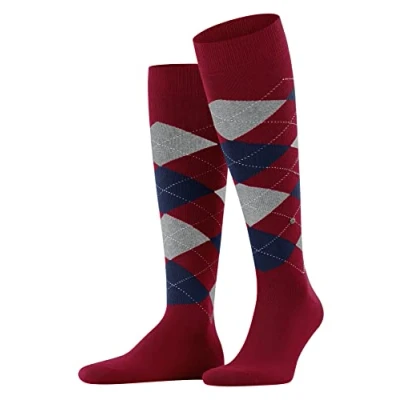 Image of Burlington Men&#039;s King M KH Cotton Long Patterned 1 Pair Knee High Socks, Pink (Red Pepper 8074), 6.5 11