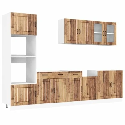 Image of vidaXL 7 Piece Kitchen Cabinet Set Modern Engineered Wood with Adjustable Feet Ample Storage Space for Organization