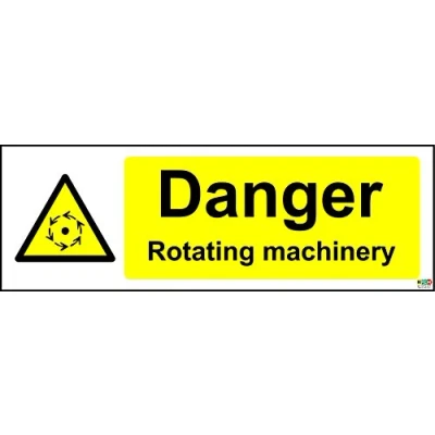 Image of Danger Rotating Machinery Sign Self Adhesive Sticker 300mm x 100mm