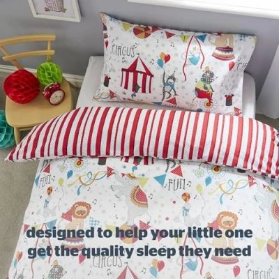 Image of Silentnight Circus Healthy Growth Kids Reversible Soft Easy Care, Boys Girl Duvet Cover Adventure Bedding Set with Pillowcase Single (135cm x 200cm)