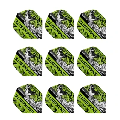 Image of RED DRAGON Snakebite Hardcore Coiled Snakeskin Green Dart Flights 3 sets Per Pack (9 in total)