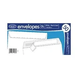 Image of County Stationery DL White Peel and Seal Envelopes 50 (Pack of 20) C504