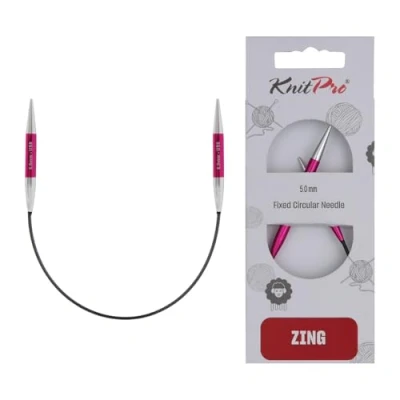 Image of KnitPro Zing Fixed Knitting Needles 22.5cm x 5mm Circular Pins