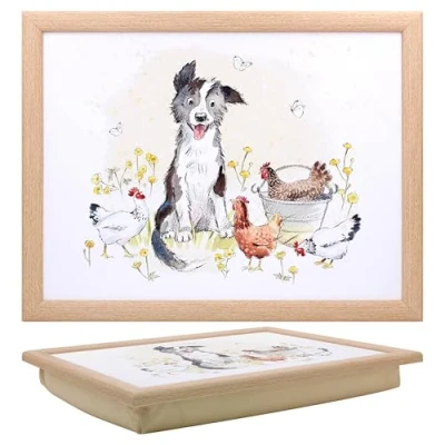 Image of The Leonardo Collection Paper Shed Design Collie &amp; Hens Laptray With Bean Bag for Serving Dishes Lovely Lap Trays Eating on Dinner or Breatfast Newly Designed Food