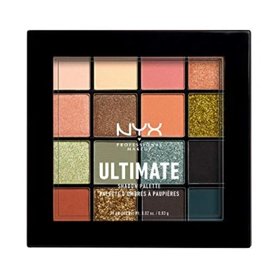 Image of NYX Professional Makeup Ultimate Eye Shadow Palette, Pressed Pigments, Vegan Formula, 16 Shades, Matte, Satin, Metallic, Shade: Utopia