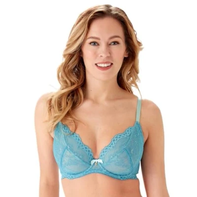 Image of Gossard Womens Superboost Lace Plunge Bra Blue Polyamide Size 30DD