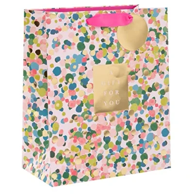 Image of Glick Luxury Gift Bag, Birthday Large Celebration Stephanie Dyment Colourful Confetti Wrap 260x315x135mm, Multi Colour