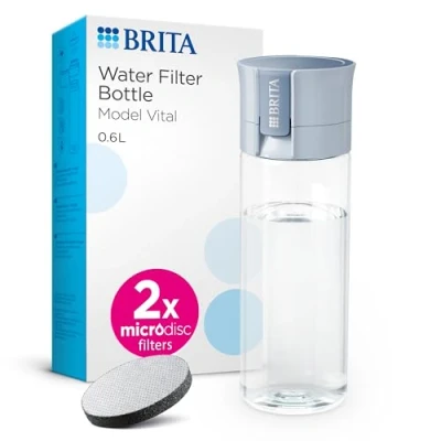 Image of BRITA Water Filter Bottle Vital Light Blue (600ml) Inc. 2x Microdisc filters
