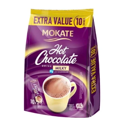 Image of Mokate Instant hot Chocolate Drink Milky Magnesium 10Sachet, Fat Free Chocolate, only 40 Calories