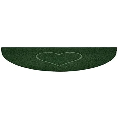 Image of Nicoman Embossed Halfmoon Half Circle Door Mat Dirt Trapper Jet Washable Doormat 70x44cm (Green, HEART Shape) Use on Carpet ONLY