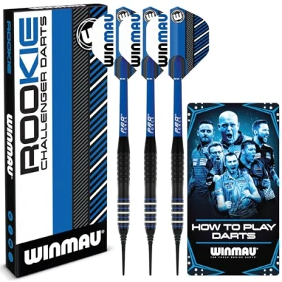 Image of WINMAU Rookie Blue Softip (Plastic Tips) Brass Darts Set Single or Multi Sets Includes Flights and Shafts (Stems) Exclusive Booklet Blue, Red Green