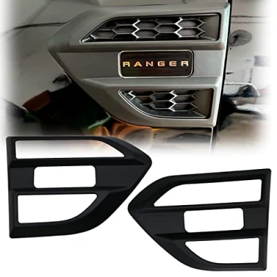 Image of JHCHAN Side Vent Cover for Ford Ranger T7 T8 2015 2022 Wildtrak XL XLT Limited XLS Stormtrak Wolftrak Matte Black Front Air Flow Grill Trims 2PCS