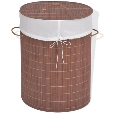 Image of vidaXL Bamboo Laundry Bin Oval Brown