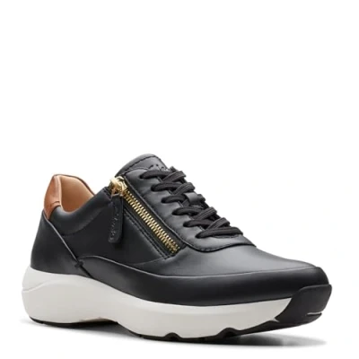 Image of Clarks Women&#039;s 261766484 Sneaker, Black Leather, 3 UK