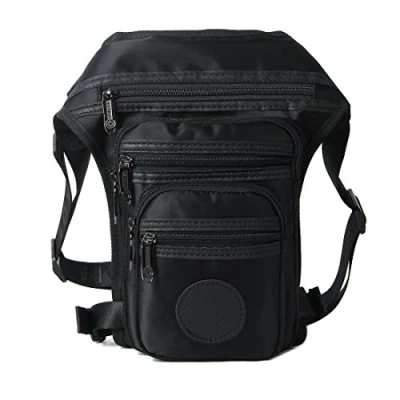 Image of Xieben Nylon Drop Leg Bag Hiking Waist Pack for Men Women Travel Outdoor Sports Motorcycle Riding Crossbody Shoulder Fanny Pouch Black