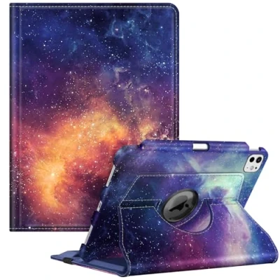 Image of Fintie Rotating Case for iPad Pro 11 inch M4 (2024) (Model Number: A2836/A2837/A3006) 360 Degree Swiveling Smart Stand Protective Cover with Pencil Holder, Auto Sleep/Wake, Galaxy