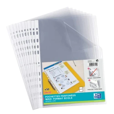 Image of Elba Punched Pockets Clear for Documents Large Format 24 x 32 cm Polypropylene Pack of 50