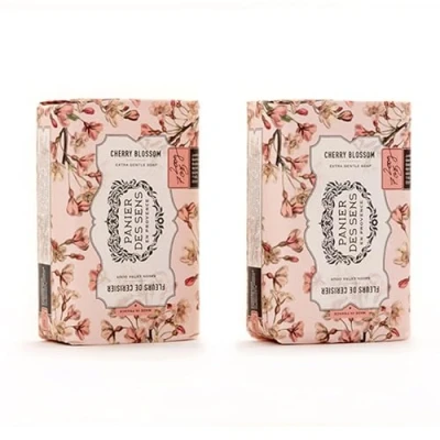 Image of Panier des Sens Cherry Blossom Shea butter natural bar soap, bath &amp; body soap bars Made in France 95% 2