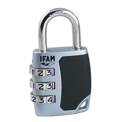Image of IFAM CS Series Combination Padlock, Model C35S, Ideal for Bags, Suitcases and Luggage, Chrome Steel, Over 1,000 Combinations, Security Protection