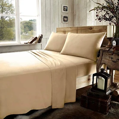 Image of GC GAVENO CAVAILIA Flannelette Plain Dyed Flat Sheet Double Latte