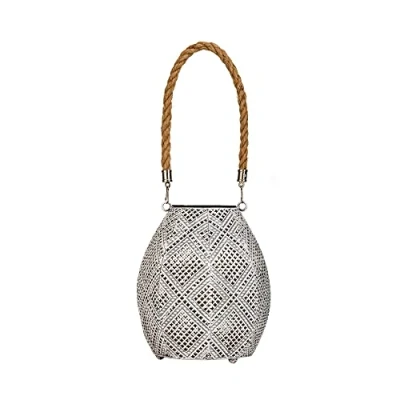 Image of Pauleen 48182 Sunshine Diamond Solar Lantern for Balcony or Garden White Outdoor Lighting Metal 3000K