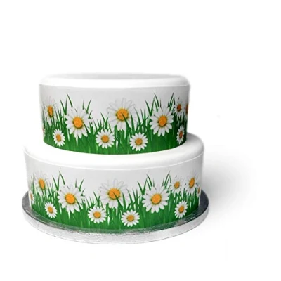 Image of Edible Decor Sheet Pretty Daisy Flower Spring Easter Border Ribbon Perfect for Decorating Larger Cakes Easy to Use