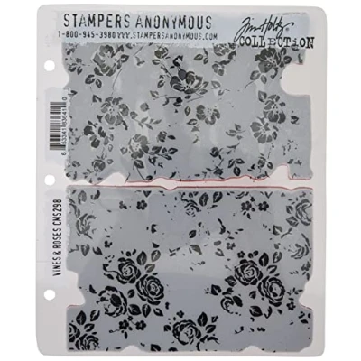 Image of Art Gone Wild Tim Holtz Vines and Roses Cling Rubber Stamp Set, Synthetic Material, Multi Colour, 24.5 x 18 0.6 cm