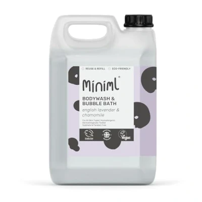 Image of Miniml Natural Eco Hair Body Wash and Bubble Bath 5L Refill Lavender Chamomile For all skin types Hypoallergenic Dermatologically Tested Sulphate &amp; Paraben Free, Vegan Cruelty Free
