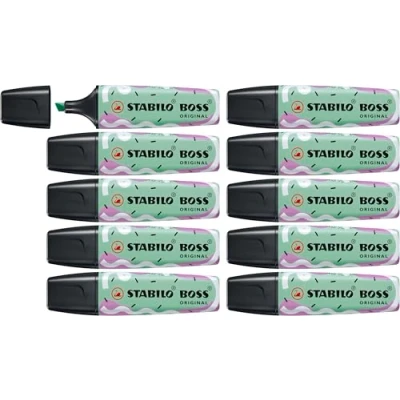 Image of Highlighter STABILO BOSS ORIGINAL Pastel by Ju Schnee Pack of 10 Hint Mint