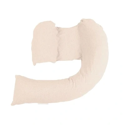 Image of dreamgenii Pregnancy Support and Feeding Pillow, For Left Lateral Sleeping in Beyond With Removable, Washable Cover White Cotton Jersey