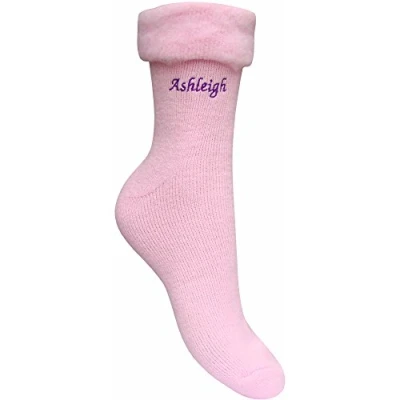 Image of Women&#039;s Personalised Super Soft Thermal Bed Socks (Pink)