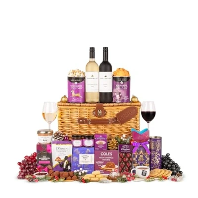 Image of Elegant Christmas Hamper Family Treat Chocolate Gift Wine Corporate Gifting Staff Gifts