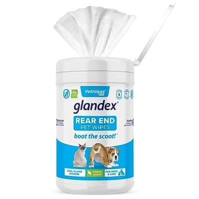 Image of Vetnique Labs Glandex Dog Wipes Cleansing Deodorizing Hygienic Anal Gland Grooming (75ct Container)