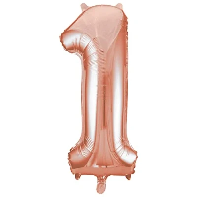 Image of Rose Gold Number 1 Shaped Large Foil Balloon (86cm) Piece Perfect for Birthday Parties and Special Events