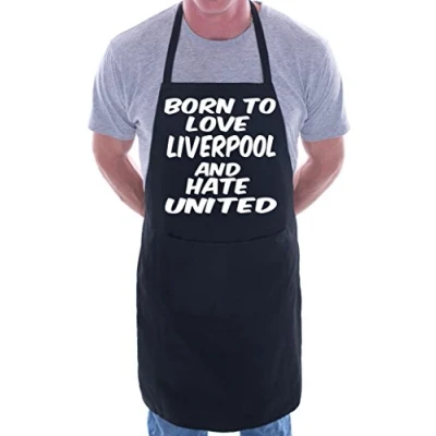 Image of Print4U Love Liverpool Hate Man Utd Football BBQ Cooking Funny Novelty Apron Black