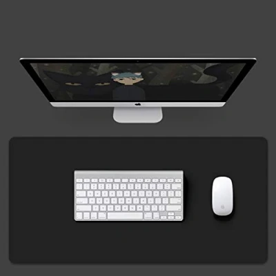Image of Office Desk Mat, Large Pad, 100x50cm PU Leather Blotter, Waterproof Non Slip Laptop Mouse Mat for and Home Black