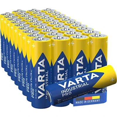 Image of VARTA Industrial Pro AA Mignon alkaline batteries, LR6 40 pack, made in Germany, environmentally friendly packaging