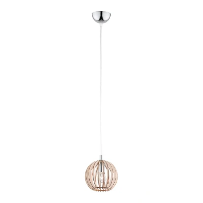 Image of Portoryko 17cm Wire Frame Pendant Ceiling Light Brown, Chrome