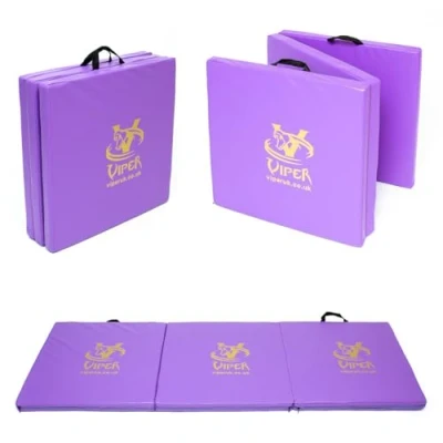 Image of Exercise Tri Folding Yoga Mats Gymnastic Mat Foldable Gym Camping Crash Floor (PURPLE)